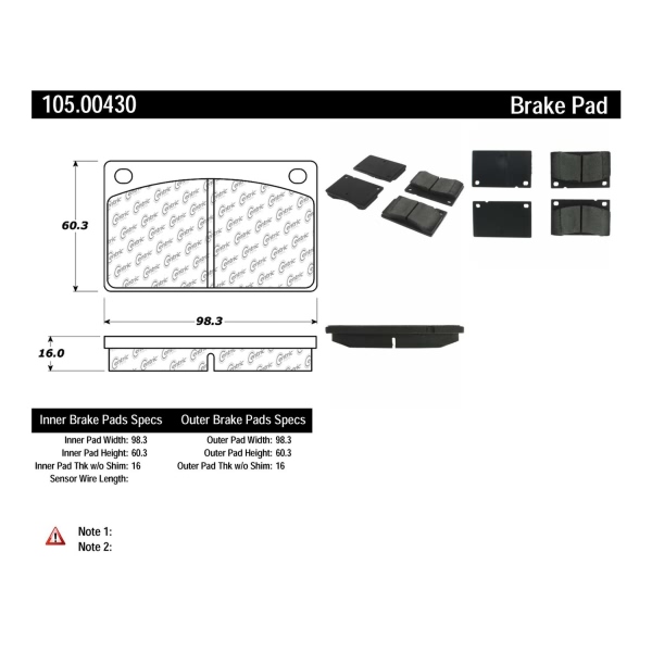 Centric Posi Quiet™ Ceramic Front Disc Brake Pads 105.00430