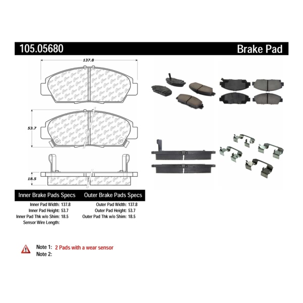 Centric Posi Quiet™ Ceramic Front Disc Brake Pads 105.05680