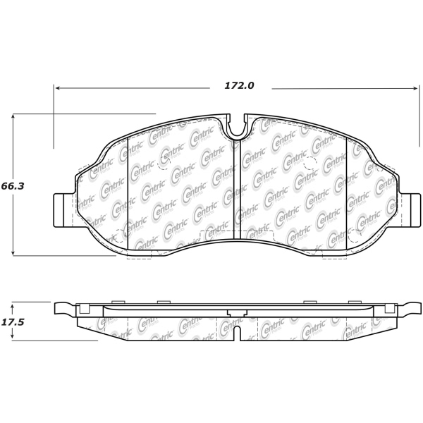 Centric Posi Quiet™ Extended Wear Semi-Metallic Front Disc Brake Pads 106.17740