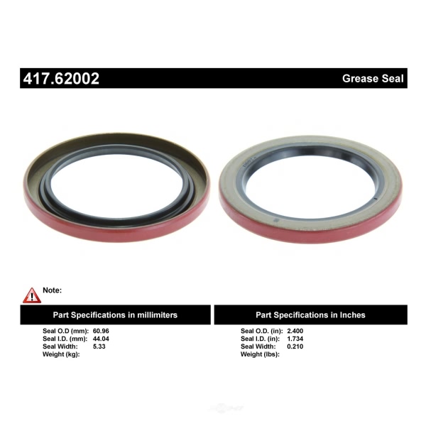 Centric Premium™ Front Inner Wheel Seal 417.62002