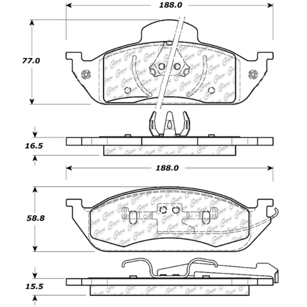 Centric Posi Quiet™ Extended Wear Brake Pads With Shims And Hardware 106.07600