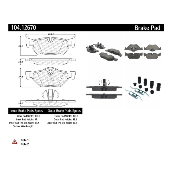 Centric Posi Quiet™ Semi-Metallic Rear Disc Brake Pads 104.12670