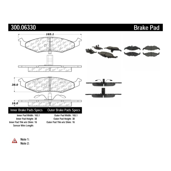 Centric Premium Semi-Metallic Front Disc Brake Pads 300.06330