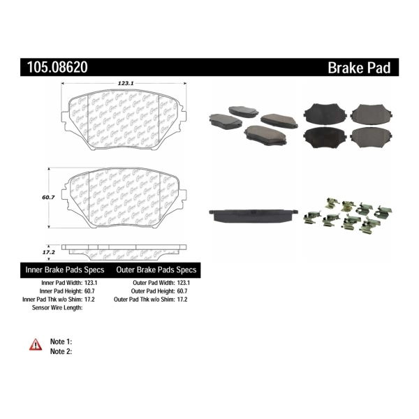 Centric Posi Quiet™ Ceramic Front Disc Brake Pads 105.08620
