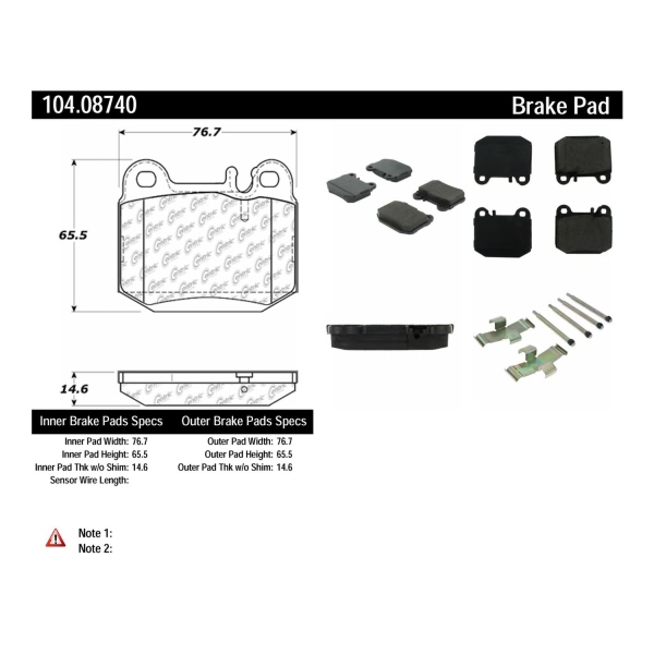 Centric Posi Quiet™ Semi-Metallic Rear Disc Brake Pads 104.08740