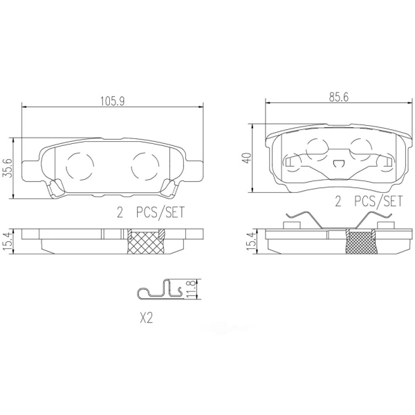 brembo Premium Ceramic Rear Disc Brake Pads P54034N