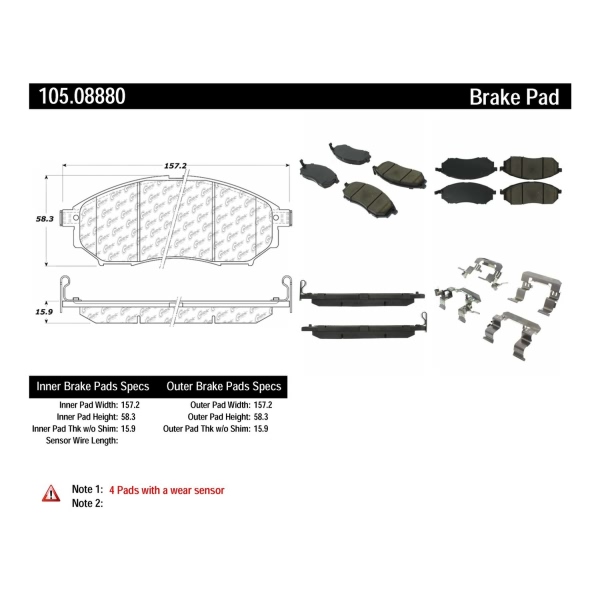 Centric Posi Quiet™ Ceramic Front Disc Brake Pads 105.08880