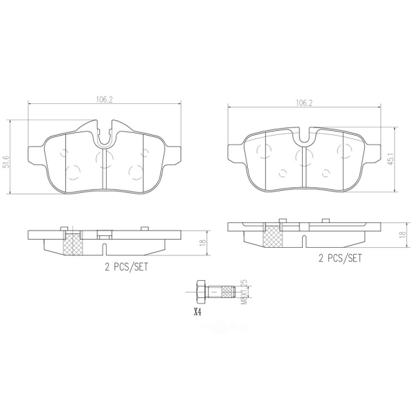 brembo Premium Ceramic Rear Disc Brake Pads P06062N