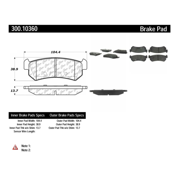 Centric Premium Semi-Metallic Rear Disc Brake Pads 300.10360