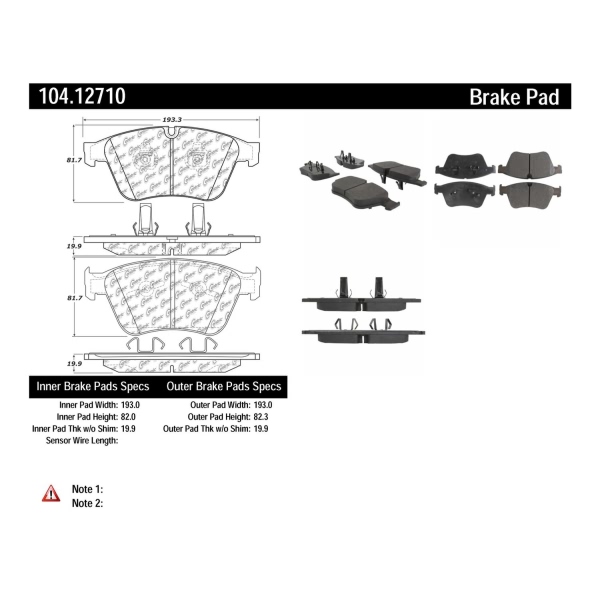 Centric Posi Quiet™ Semi-Metallic Front Disc Brake Pads 104.12710