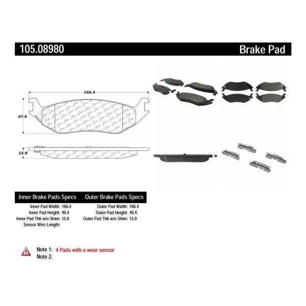 Centric Posi Quiet™ Ceramic Rear Disc Brake Pads 105.08980