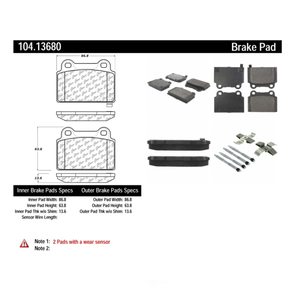 Centric Posi Quiet™ Semi-Metallic Rear Disc Brake Pads 104.13680