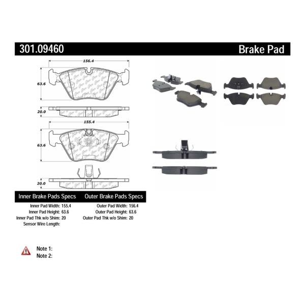 Centric Premium Ceramic Front Disc Brake Pads 301.09460