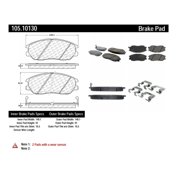 Centric Posi Quiet™ Ceramic Front Disc Brake Pads 105.10130