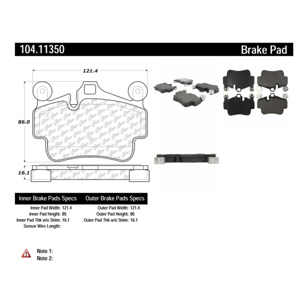 Centric Posi Quiet™ Semi-Metallic Rear Disc Brake Pads 104.11350
