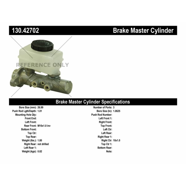 Centric Premium Brake Master Cylinder 130.42702