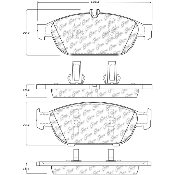 Centric Posi Quiet™ Semi-Metallic Front Disc Brake Pads 104.16520