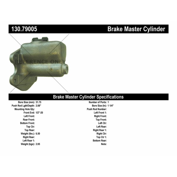 Centric Premium Brake Master Cylinder 130.79005