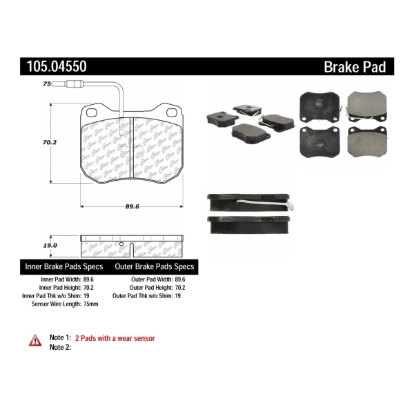 Centric Posi Quiet™ Ceramic Front Disc Brake Pads 105.04550