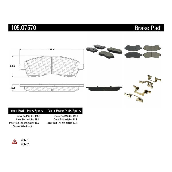 Centric Posi Quiet™ Ceramic Rear Disc Brake Pads 105.07570