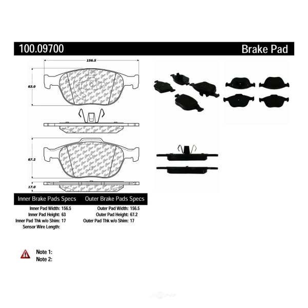 Centric Original Equipment Formula Brake Pads With Hardware 100.09700