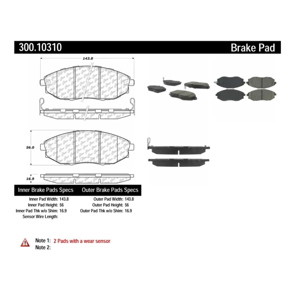 Centric Premium Semi-Metallic Front Disc Brake Pads 300.10310