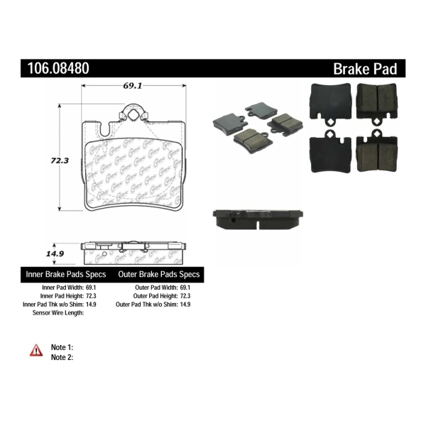 Centric Posi Quiet™ Extended Wear Semi-Metallic Rear Disc Brake Pads 106.08480
