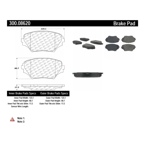 Centric Premium Semi-Metallic Front Disc Brake Pads 300.08620