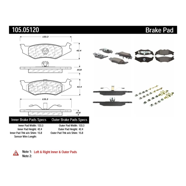 Centric Posi Quiet™ Ceramic Rear Disc Brake Pads 105.05120