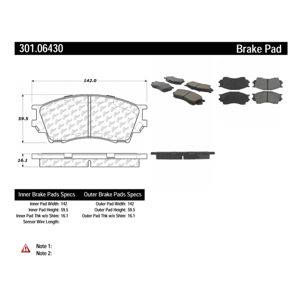 Centric Premium Ceramic Front Disc Brake Pads 301.06430