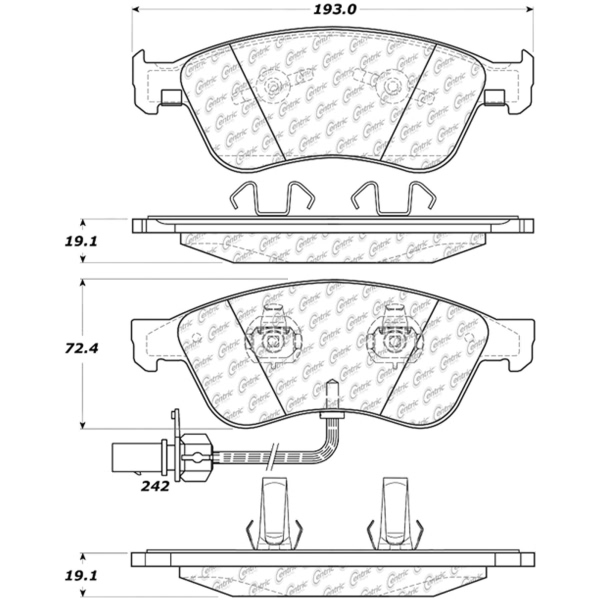 Centric Posi Quiet™ Semi-Metallic Front Disc Brake Pads 104.10240