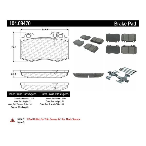 Centric Posi Quiet™ Semi-Metallic Front Disc Brake Pads 104.08470