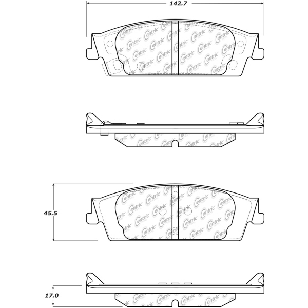 Centric Premium™ Semi-Metallic Brake Pads With Shims And Hardware 300.17070