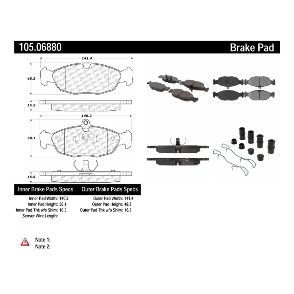 Centric Posi Quiet™ Ceramic Rear Disc Brake Pads 105.06880