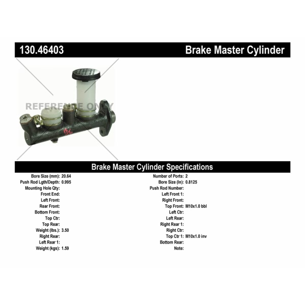 Centric Premium Brake Master Cylinder 130.46403