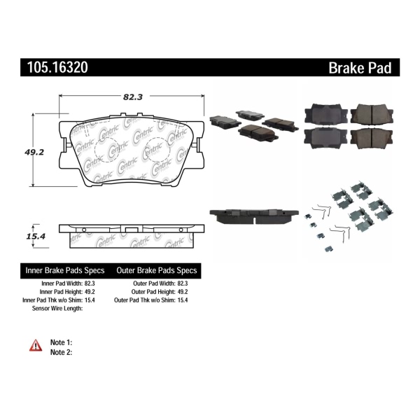 Centric Posi Quiet™ Ceramic Rear Disc Brake Pads 105.16320