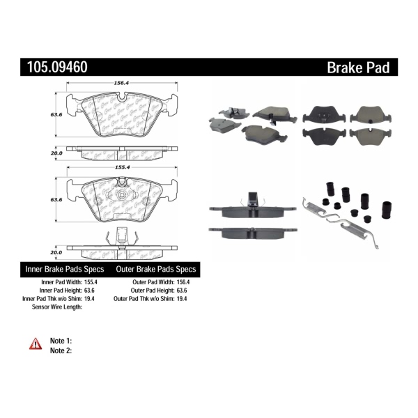 Centric Posi Quiet™ Ceramic Front Disc Brake Pads 105.09460