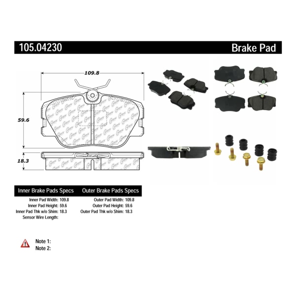 Centric Posi Quiet™ Ceramic Front Disc Brake Pads 105.04230