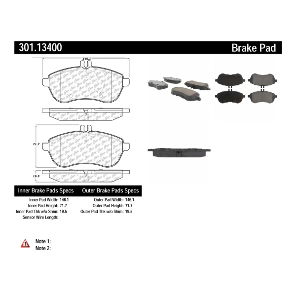 Centric Premium Ceramic Front Disc Brake Pads 301.13400