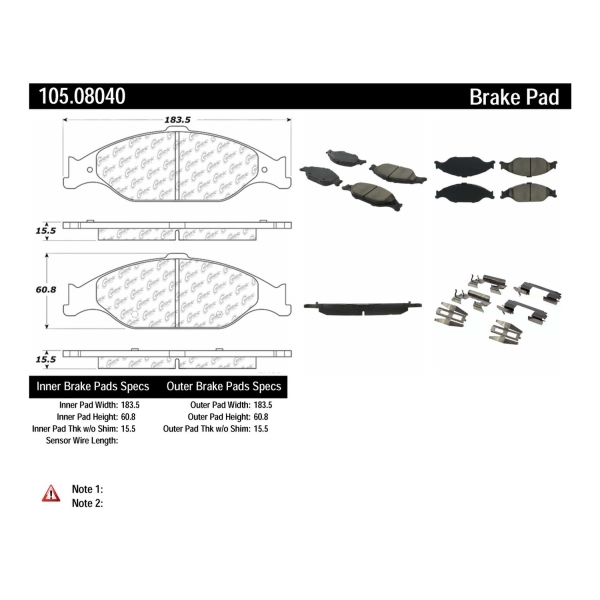 Centric Posi Quiet™ Ceramic Front Disc Brake Pads 105.08040