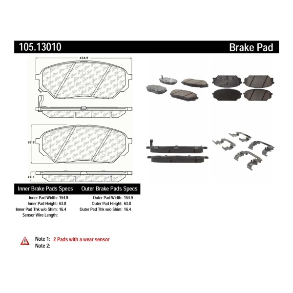 Centric Posi Quiet™ Ceramic Front Disc Brake Pads 105.13010