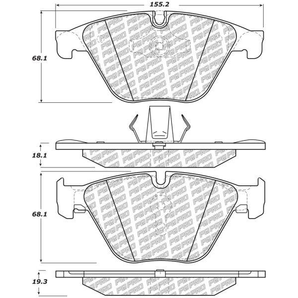 Centric Posi Quiet Pro™ Semi-Metallic Front Disc Brake Pads 500.15050