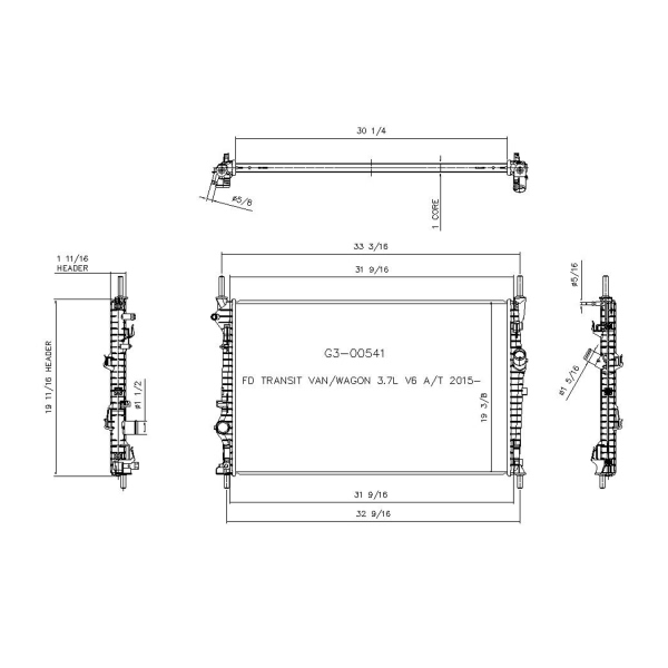 TYC Engine Coolant Radiator 13454