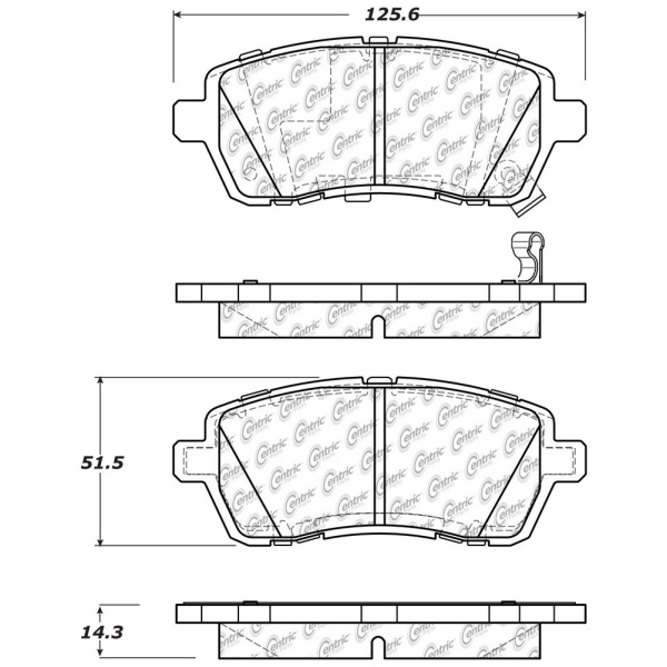 Centric Premium Semi-Metallic Front Disc Brake Pads 300.14541