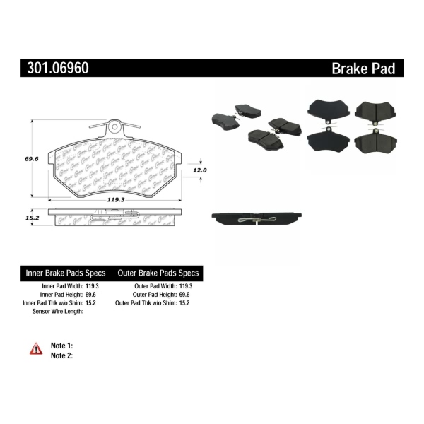 Centric Premium Ceramic Front Disc Brake Pads 301.06960