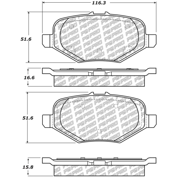 Centric Posi Quiet Pro™ Semi-Metallic Rear Disc Brake Pads 500.16120