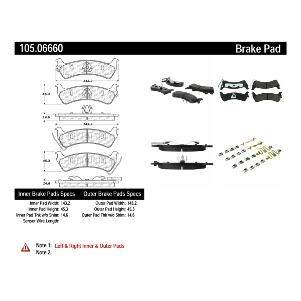 Centric Posi Quiet™ Ceramic Rear Disc Brake Pads 105.06660