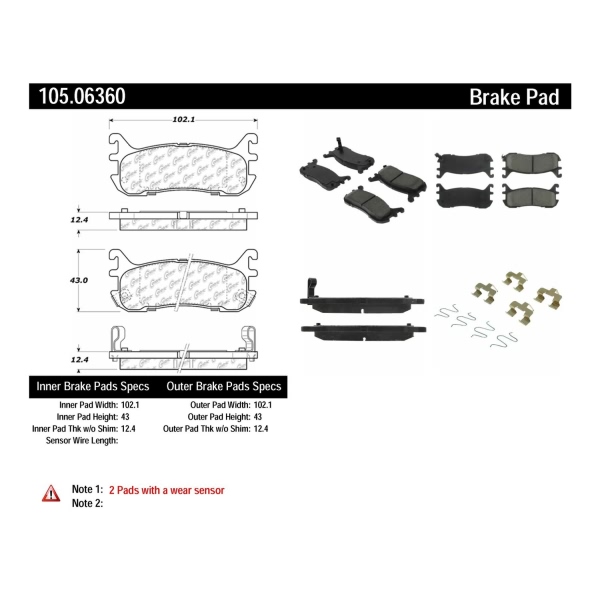 Centric Posi Quiet™ Ceramic Rear Disc Brake Pads 105.06360