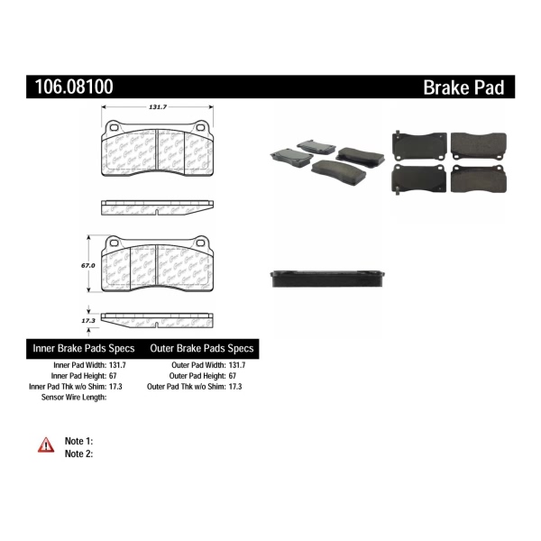 Centric Posi Quiet™ Extended Wear Semi-Metallic Front Disc Brake Pads 106.08100