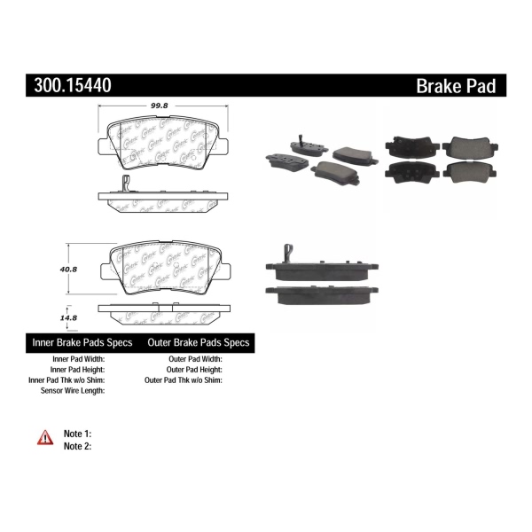 Centric Premium™ Semi-Metallic Brake Pads With Shims And Hardware 300.15440